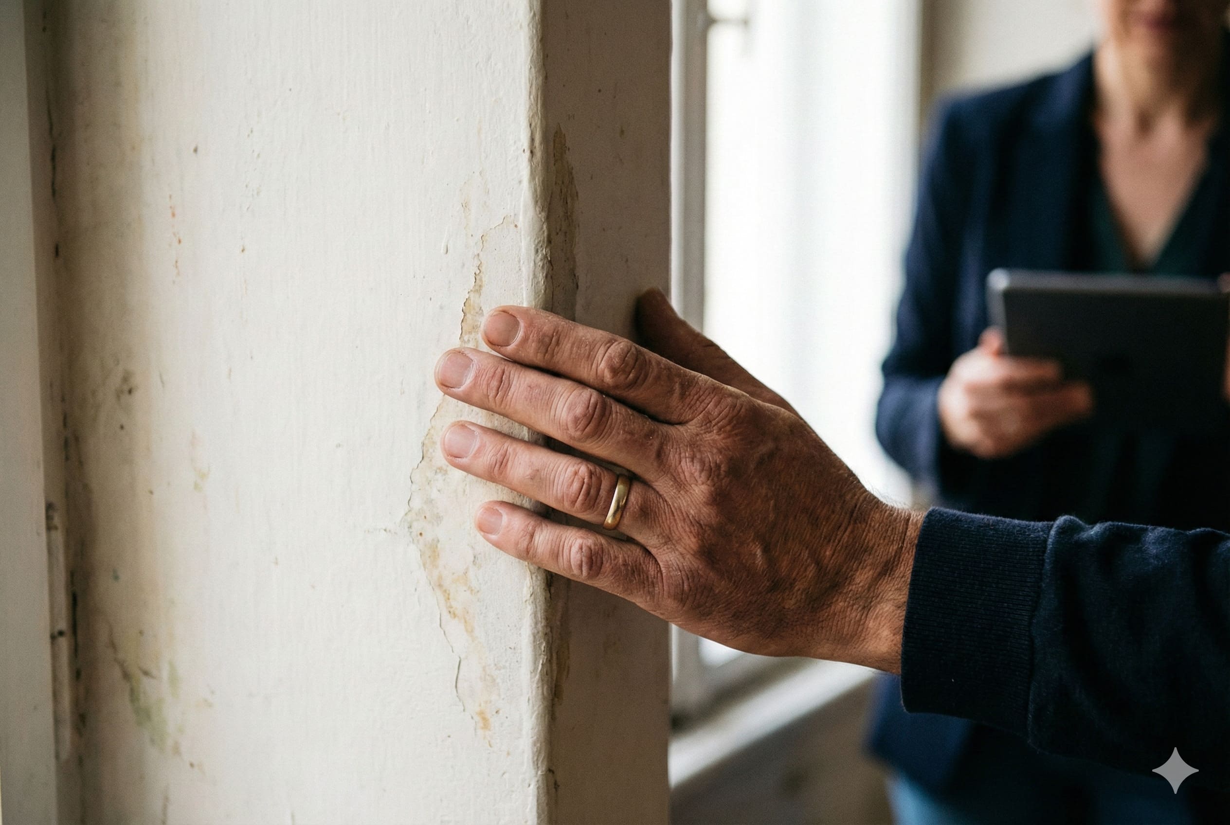 檢查牆面壁癌與水痕細節