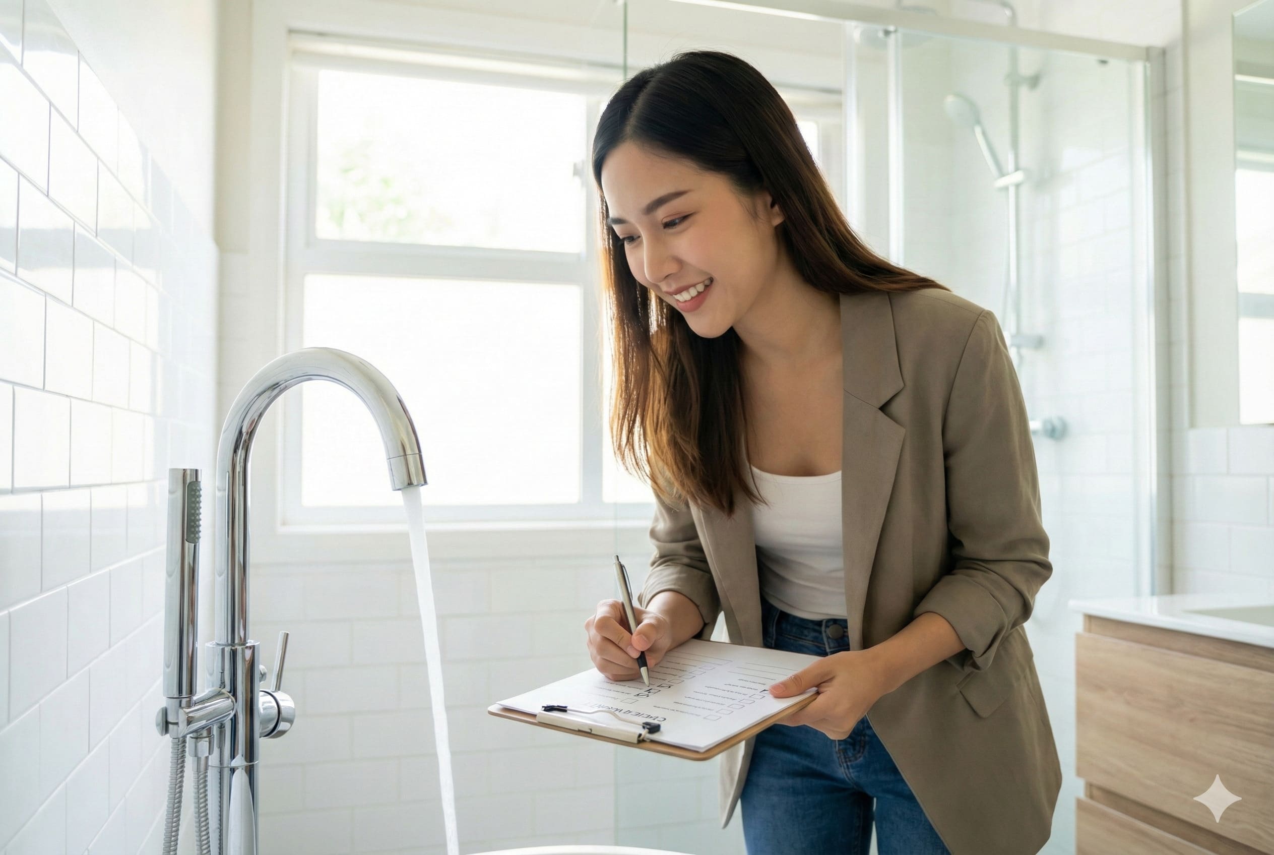 驗屋時檢查水龍頭出水狀況