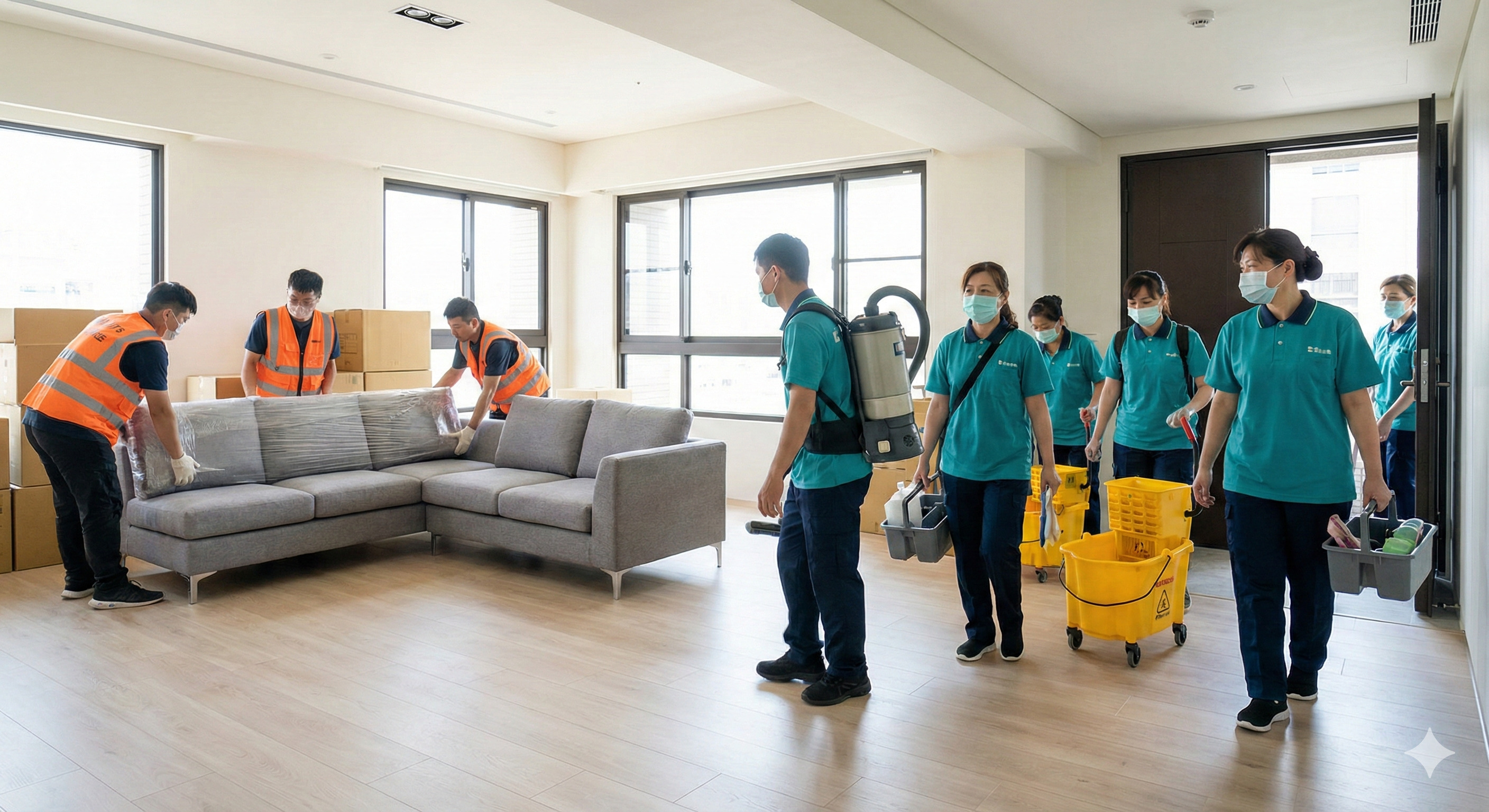 搬家與清潔一條龍服務：家具定位後立即進場