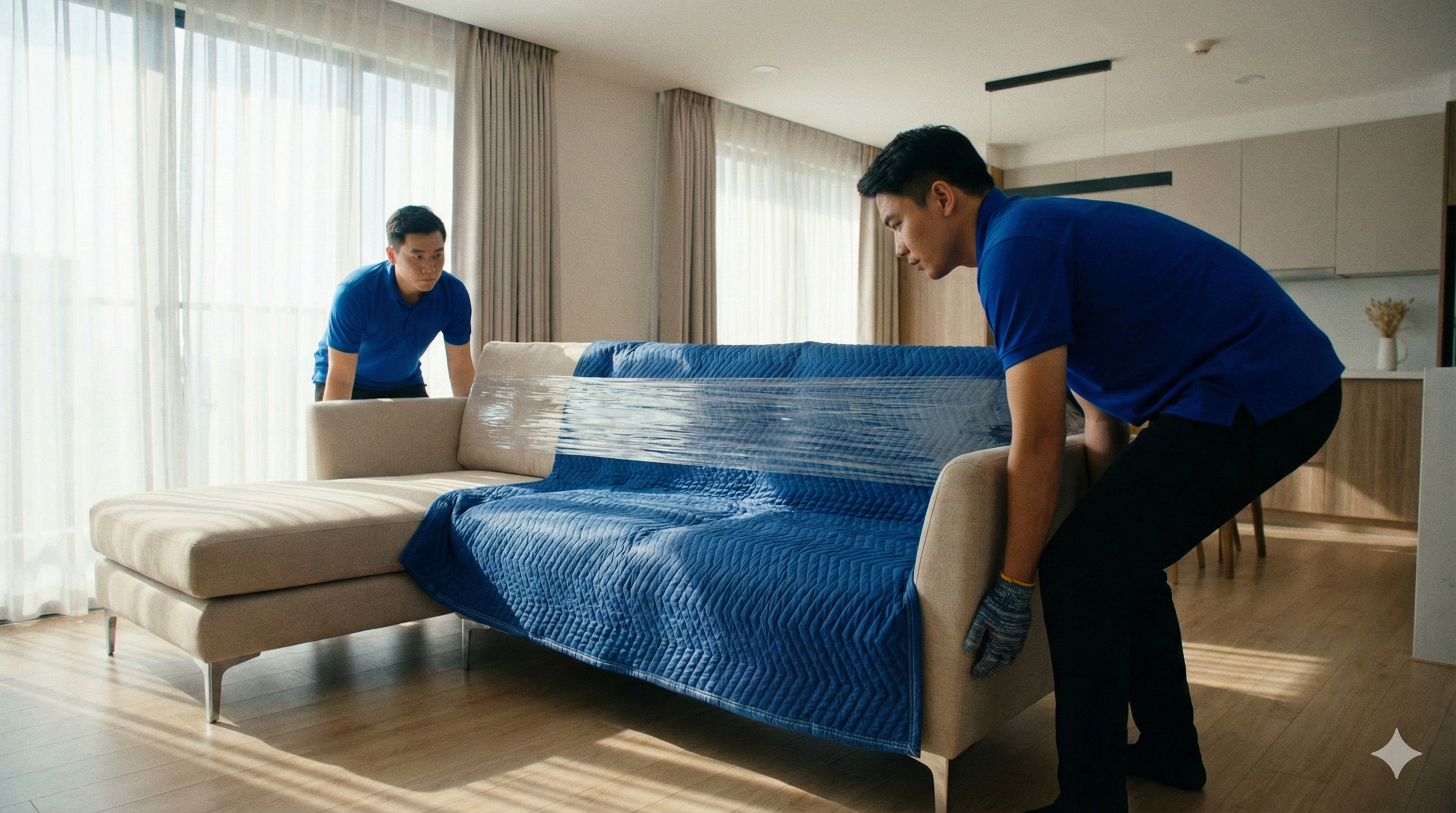 專業搬家家具防護：沙發與床墊多層膠膜包覆