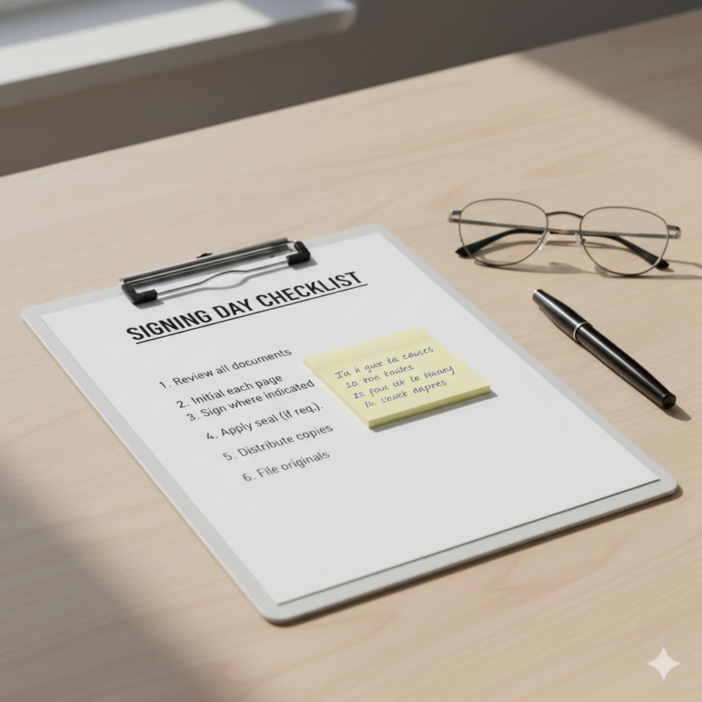 簽約日檢查清單 Checklist