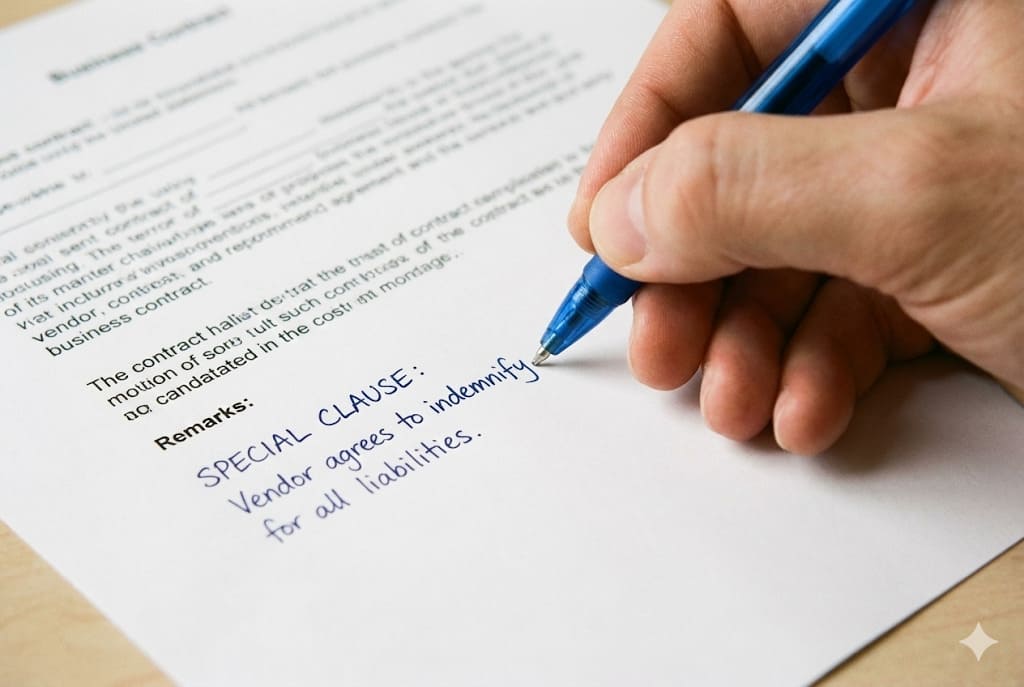 簽署合約，特別注意手寫的特約條款